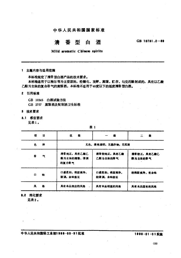 GB 10781.2-1989 清香型白酒