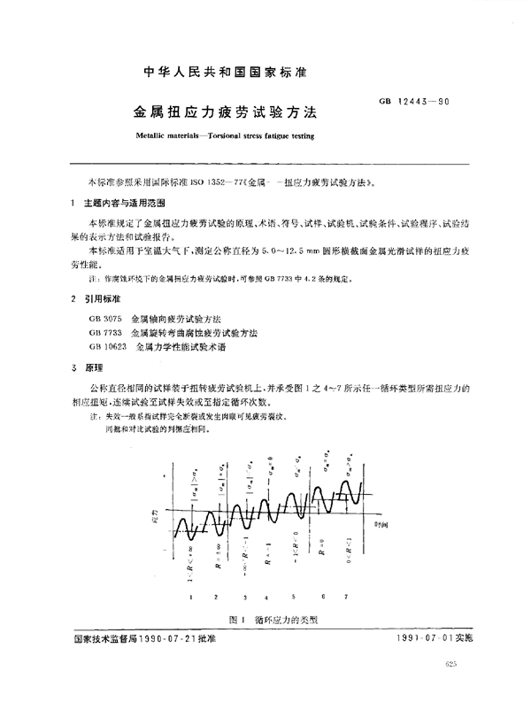 GB 12443-1990 金属扭应力疲劳试验方法