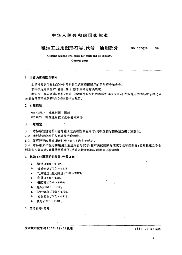 GB 12529.1-1990 粮油工业用图形符号、代号 通用部分：