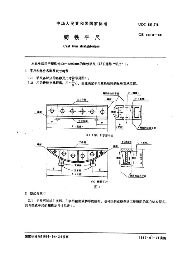 GB 6318-1986 铸铁平尺