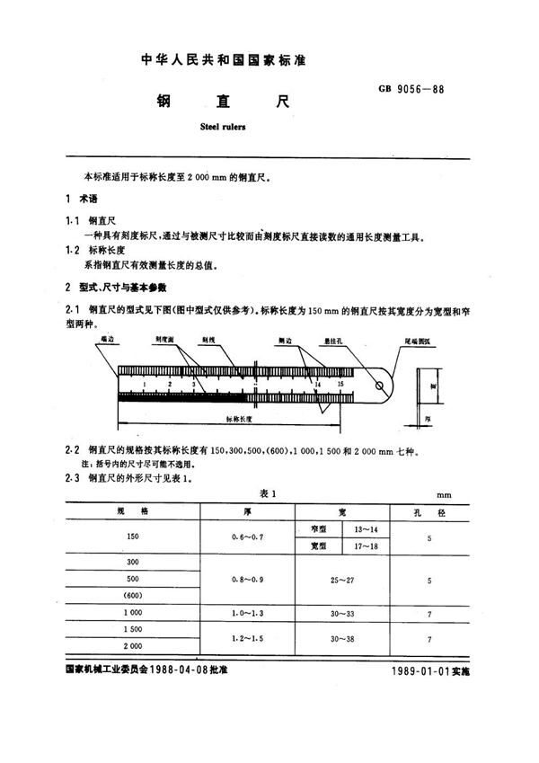 GB 9056-1988 钢直尺