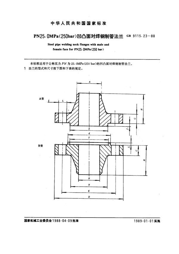 GB 9115.23-1988 PN 25.0 MPa(250bar) 凹凸面对焊钢制管法兰