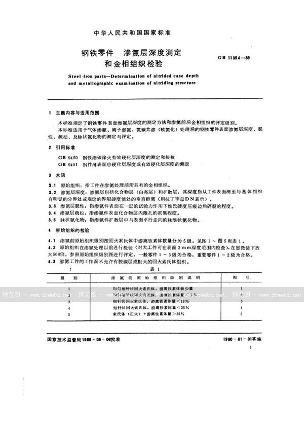 GB/T 11354-1989 钢铁零件  渗氮层深度测定和金相组织检验