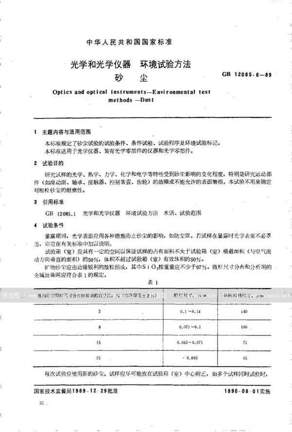 GB/T 12085.6-1989 光学和光学仪器  环境试验方法  砂尘