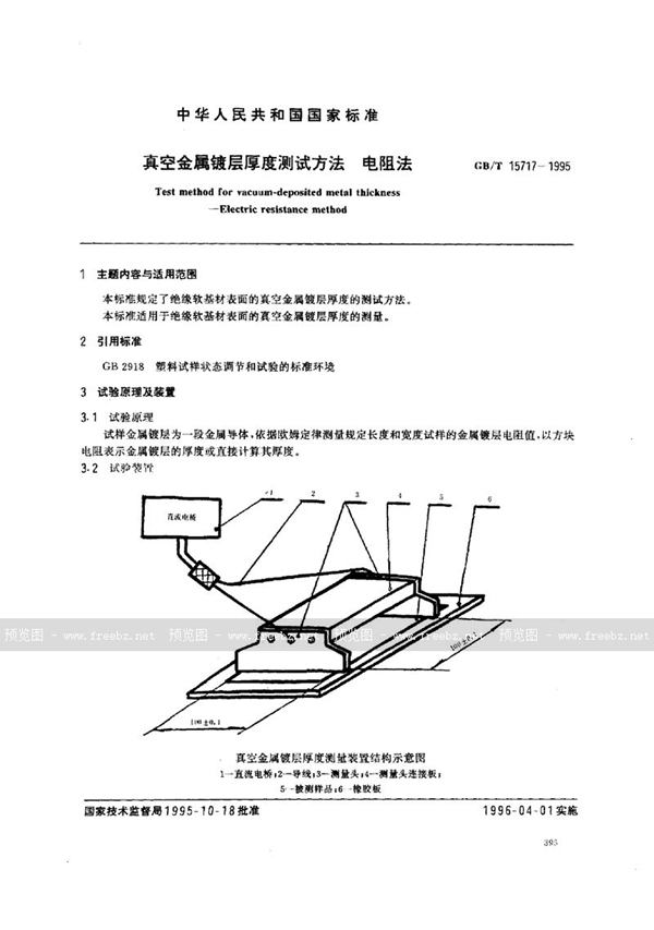 GB/T 15717-1995 真空金属镀层厚度测试方法  电阻法