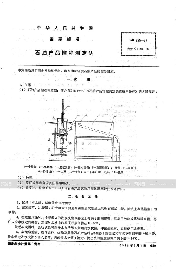 GB/T 255-1977 石油产品馏程测定法