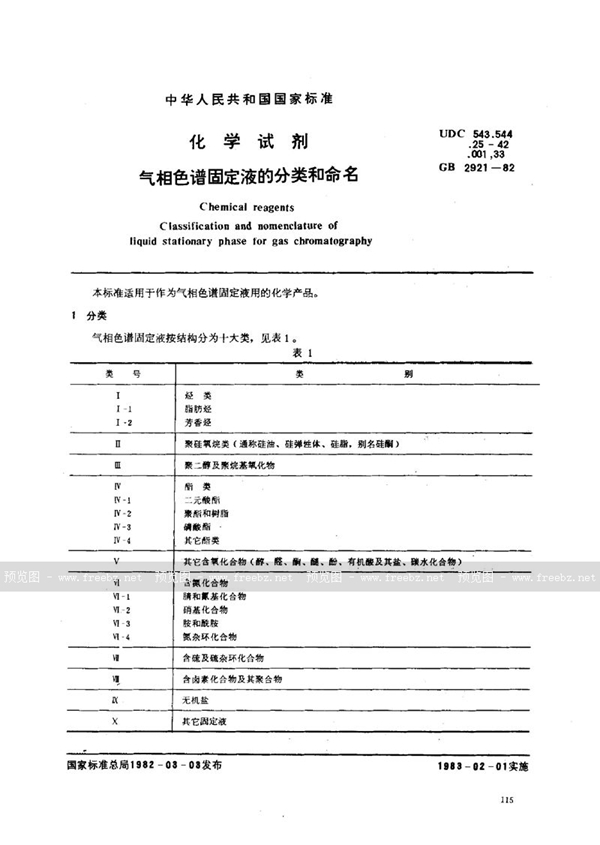 GB/T 2921-1982 化学试剂  气相色谱固定液的分类和命名