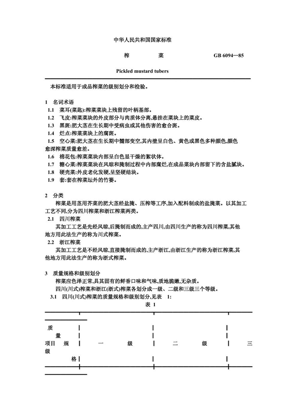 GB/T 6094-1985 榨菜