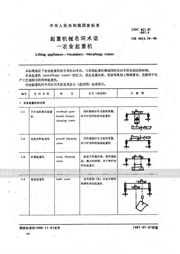 GB/T 6974.16-1986 起重机械名词术语  冶金起重机