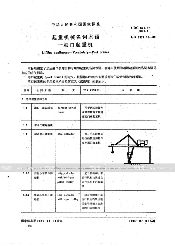 GB/T 6974.18-1986 起重机械名词术语  港口起重机