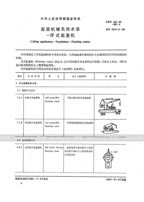 GB/T 6974.8-1986 起重机械名词术语  浮式起重机