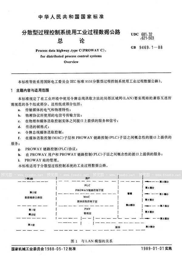 GB/T 9469.1-1988 分散型过程控制系统用工业过程数据公路  总论