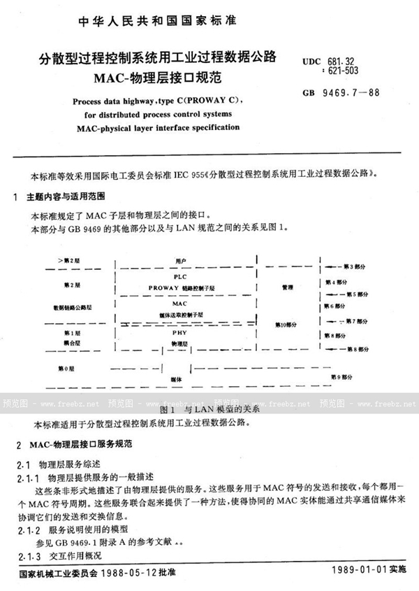 GB/T 9469.7-1988 分散型过程控制系统用工业过程数据公路  MAC-物理层接口和规范