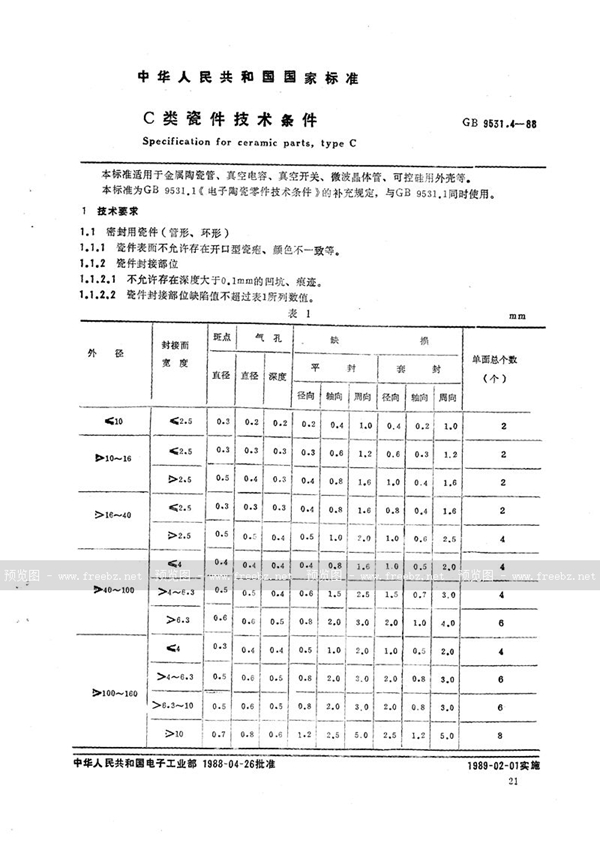 GB/T 9531.4-1988 C 类瓷件技术条件