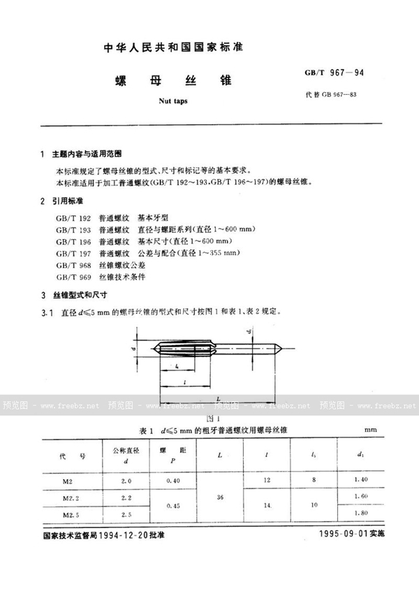 GB/T 967-1994 螺母丝锥