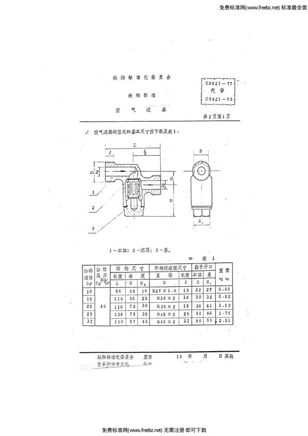 CB 421-1977 空气滤器