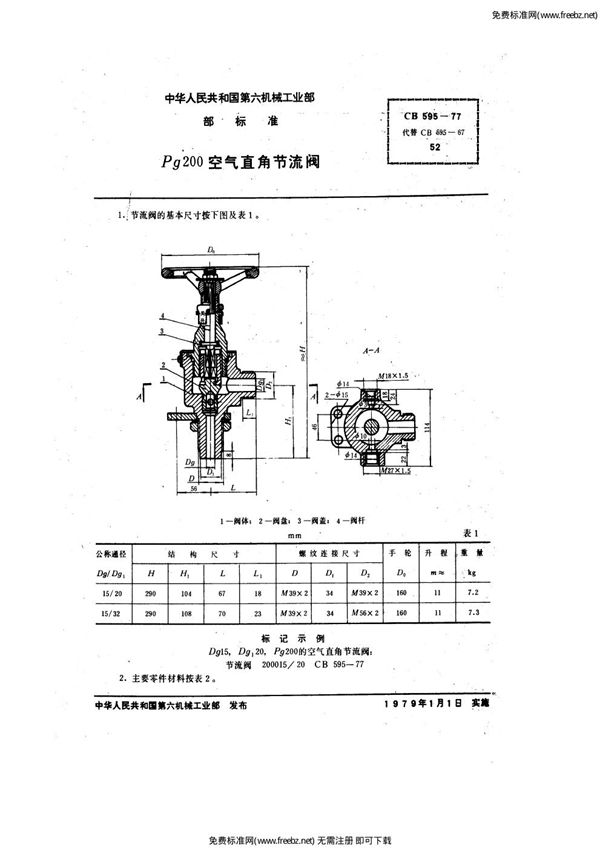 CB 595-1977 Pg200空气直角节流阀