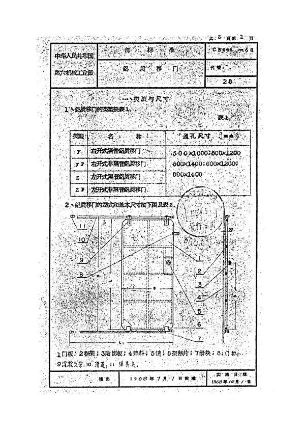 CB 666-1968 铝质移门