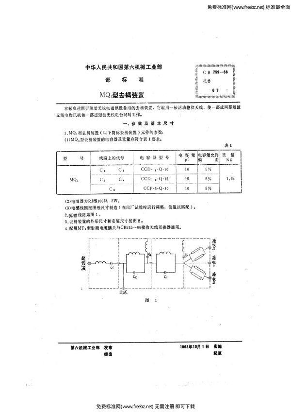 CB 759-1968 MQ1型去耦装置