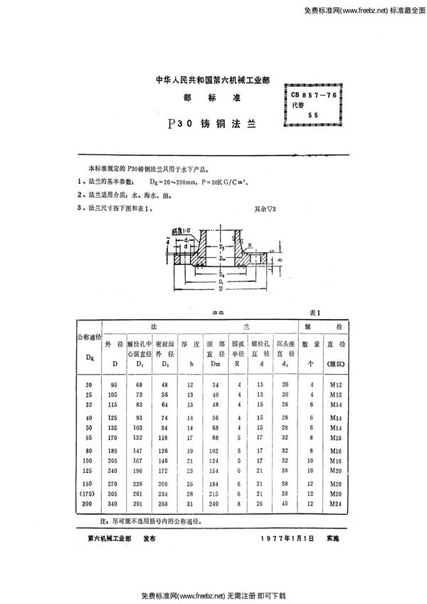 CB 857-1976 P30铸铜法兰