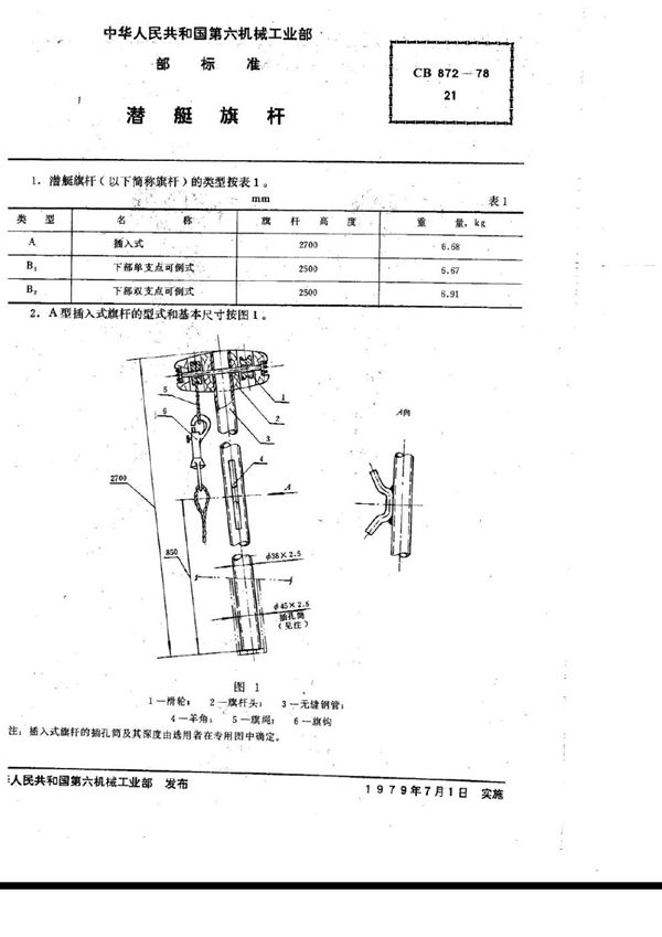 CB 872-1978 潜艇旗杆