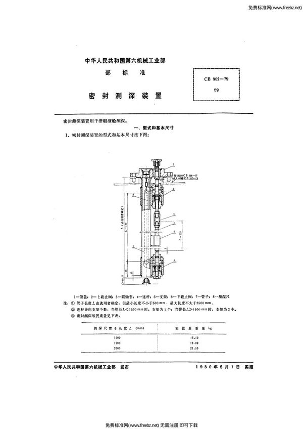 CB 902-1979 密封测深装置