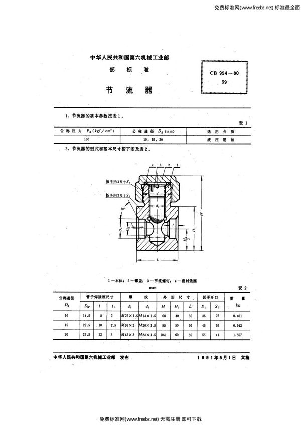 CB 954-1980 节流器