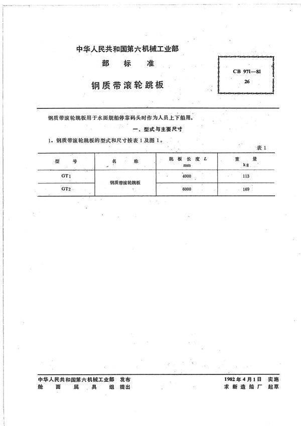 CB 971-1981 钢质带滚轮跳板