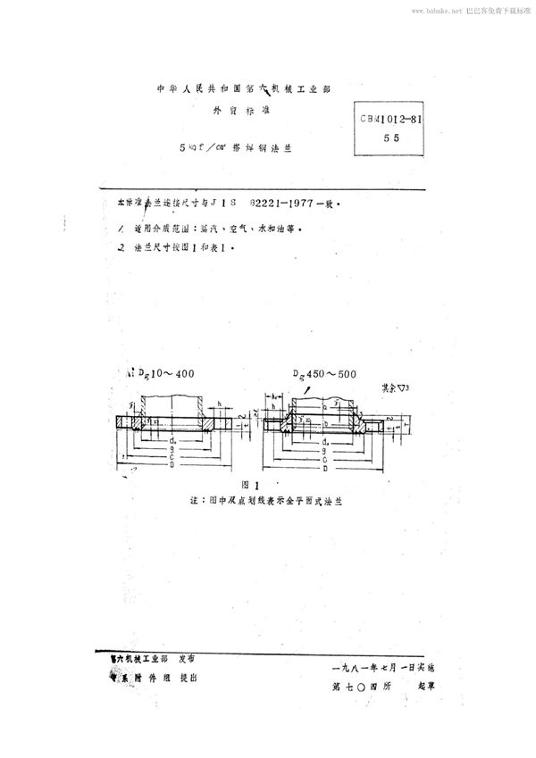 CBM 1012-1981 5 kgf/cm2搭焊钢法兰