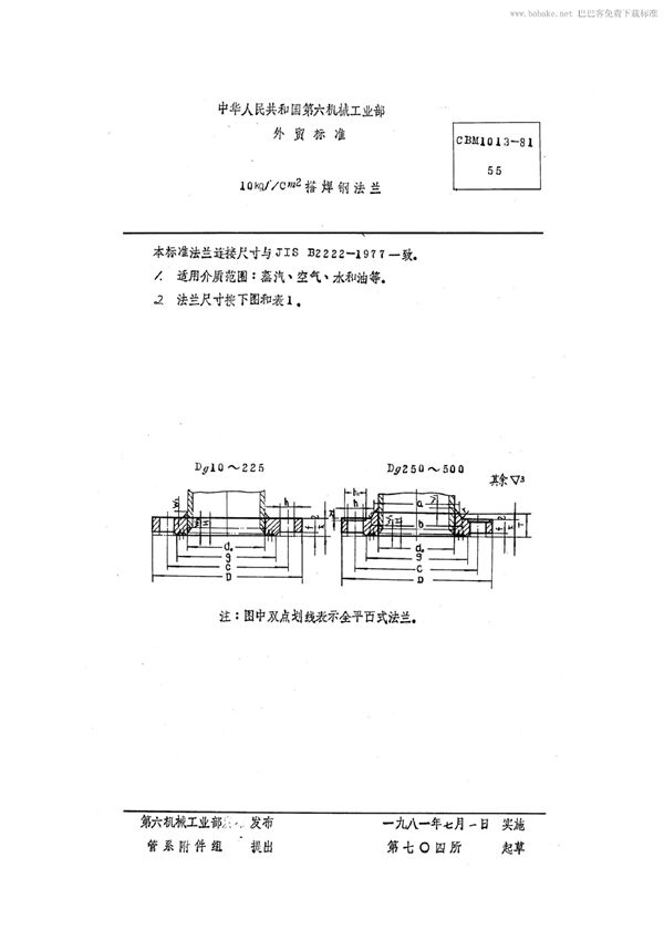 CBM 1013-1981 10 kgf/cm2搭焊钢法兰