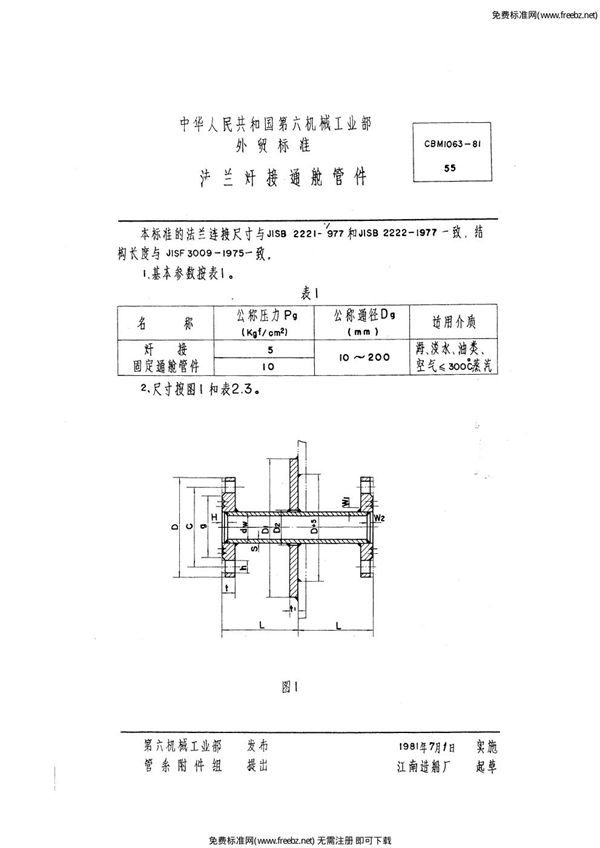 CBM 1063-1981 法兰焊接通舱管件