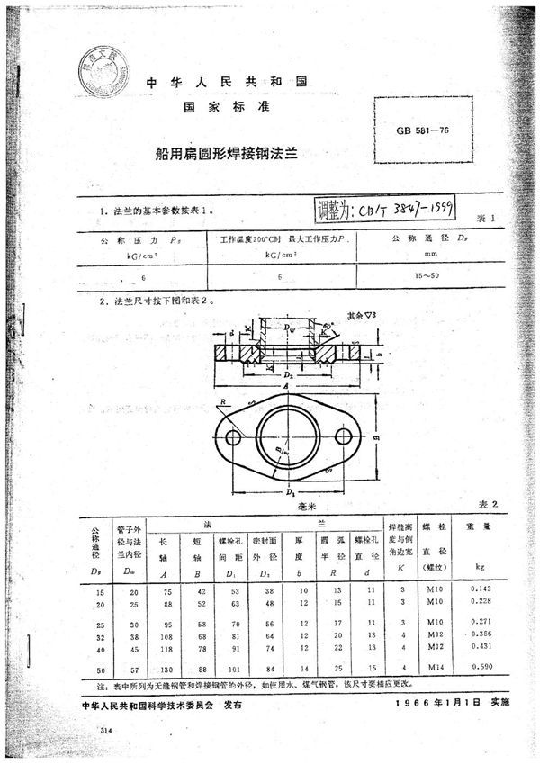 CB/T 3847-1999 船用扁圆形焊接钢法兰