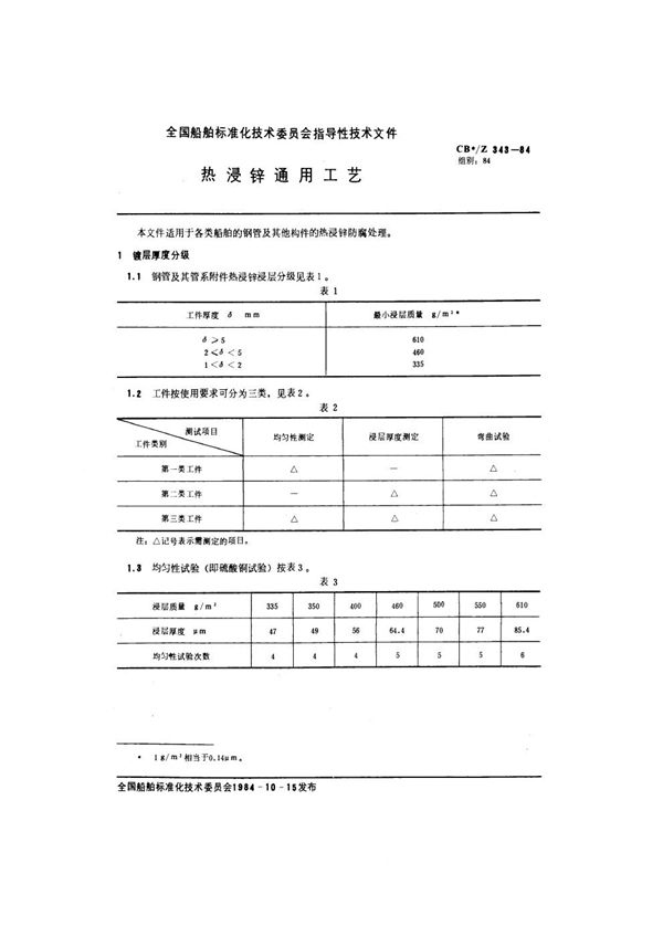 CB/Z 343-1984 热浸锌通用工艺