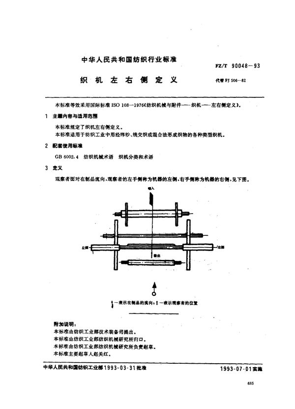 FZ/T 90048-1993 织机左右侧定义