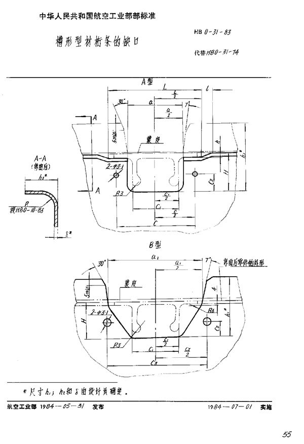 HB 0-31-1983 槽形型材桁条的缺口