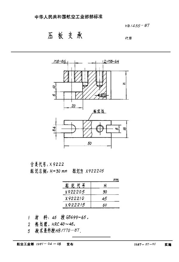 HB 1435-1987 压板支承