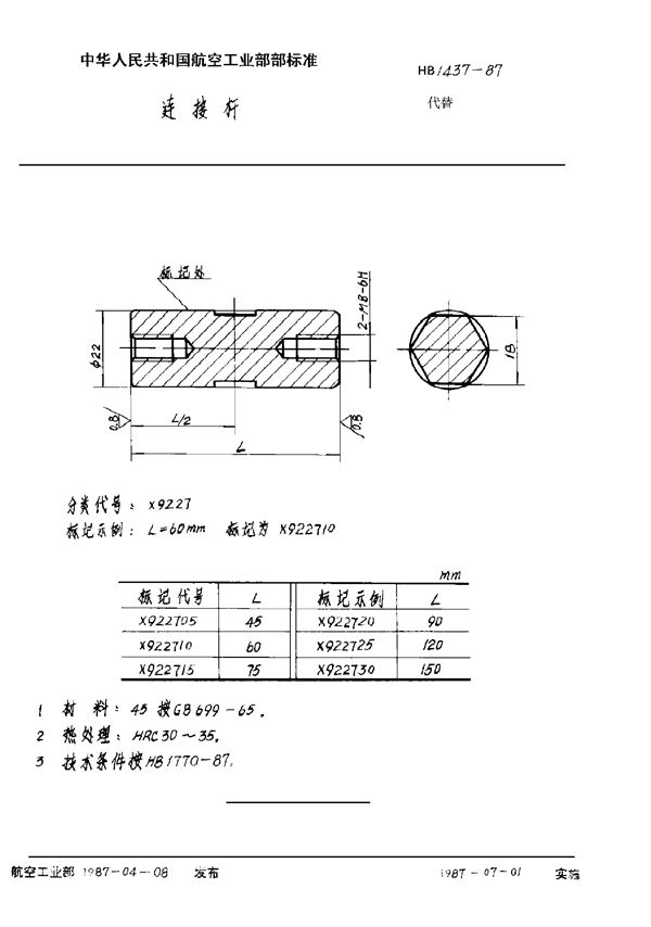 HB 1437-1987 连接杆