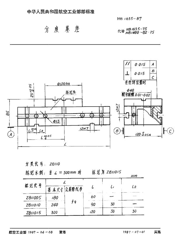 HB 1635-1987 分度基座