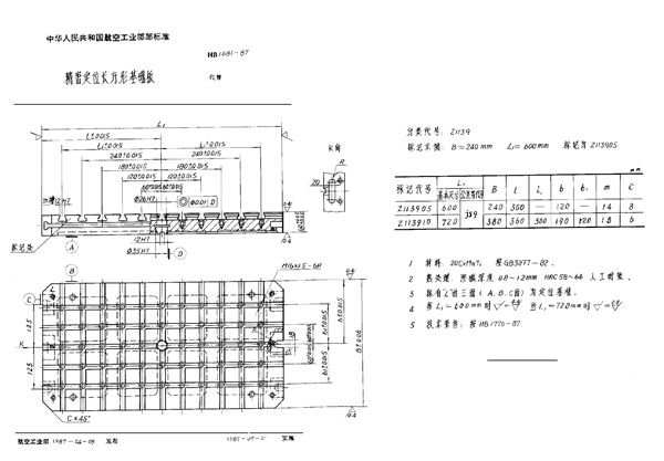 HB 1681-1987 精密定位长方形基础板