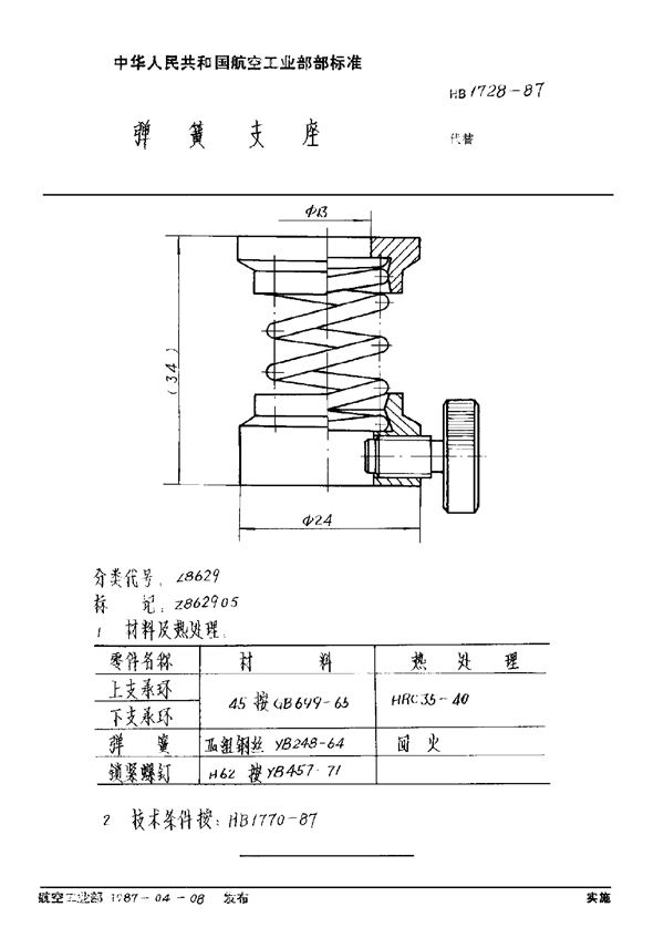 HB 1728-1987 弹簧支座