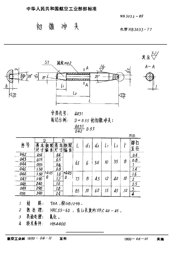 HB 3033-1989 初镦冲头