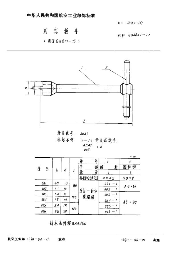 HB 3047-1989 爪式扳手