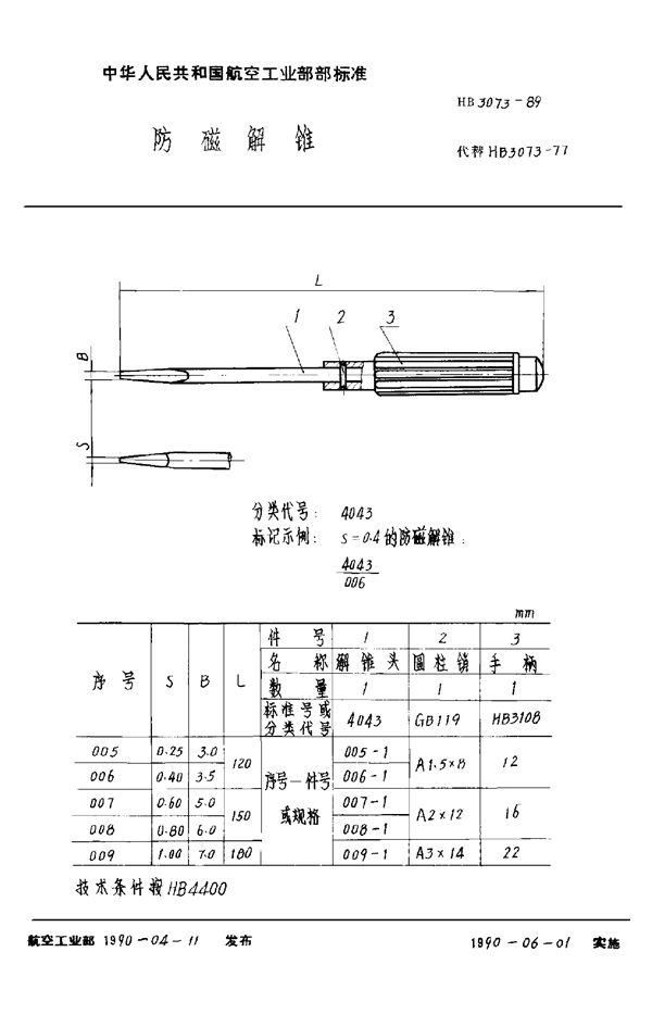 HB 3073-1989 防磁解锥