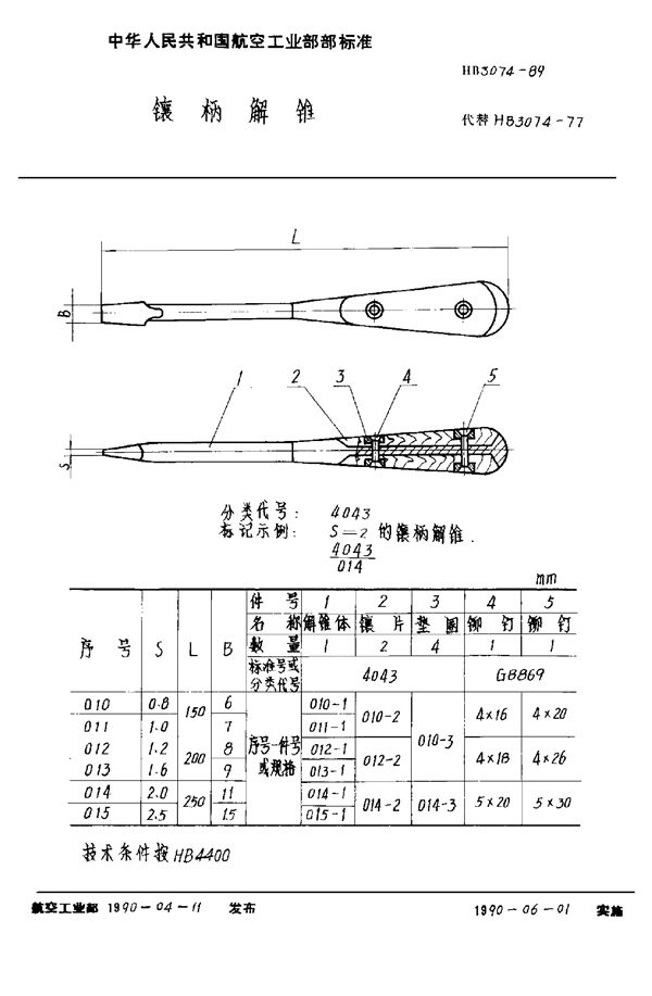 HB 3074-1989 镶柄解锥