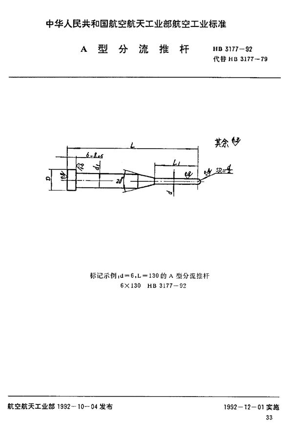 HB 3177-1992 A型分流推杆