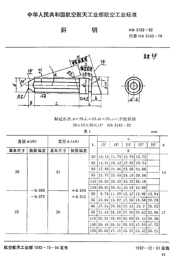 HB 3182-1992 斜销