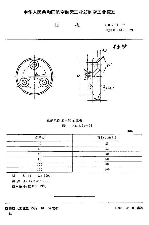 HB 3191-1992 压板