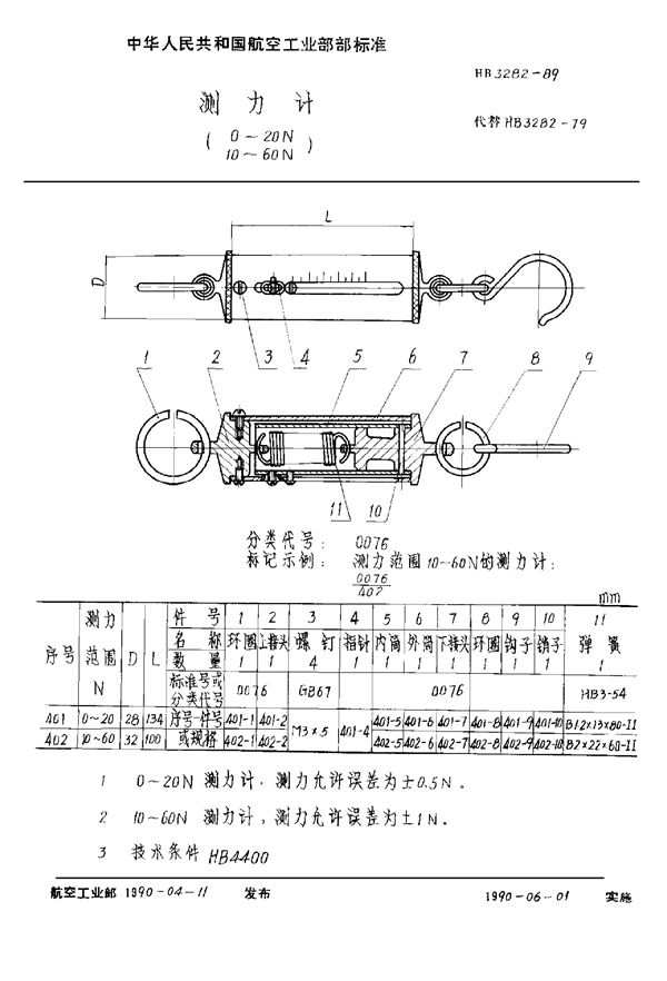 HB 3282-1989 测力计 (0～20,10～26N)