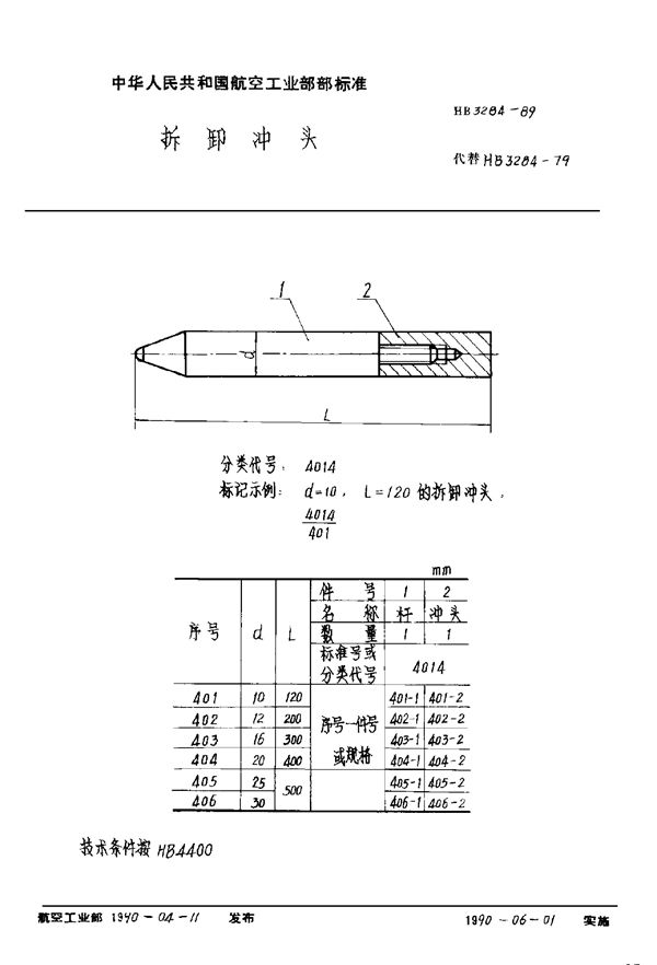 HB 3284-1989 拆卸冲头