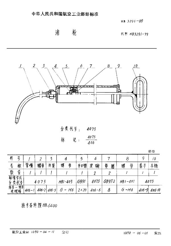 HB 3291-1989 油枪